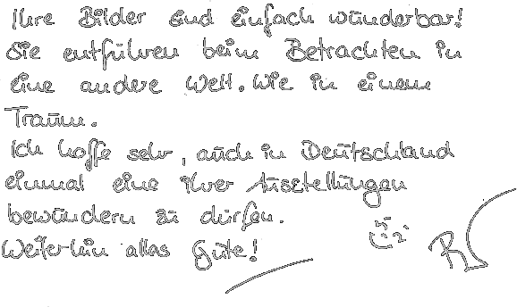 Dieses Bild zeigt einen deutschen Textauszug aus dem Gästebuch von Renate Holthaus